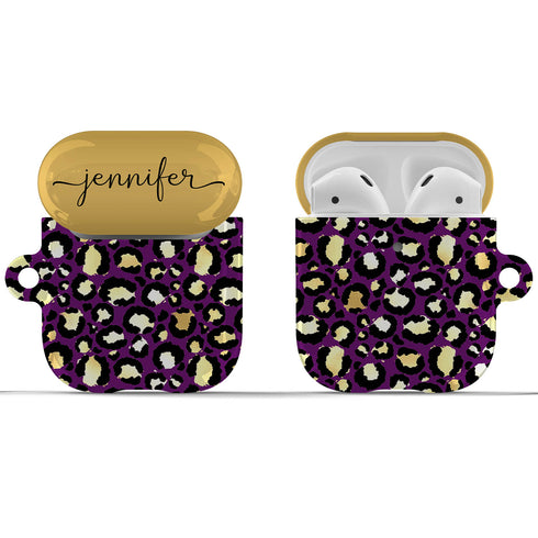 Golden Leopard Personalized Name AirPods Case